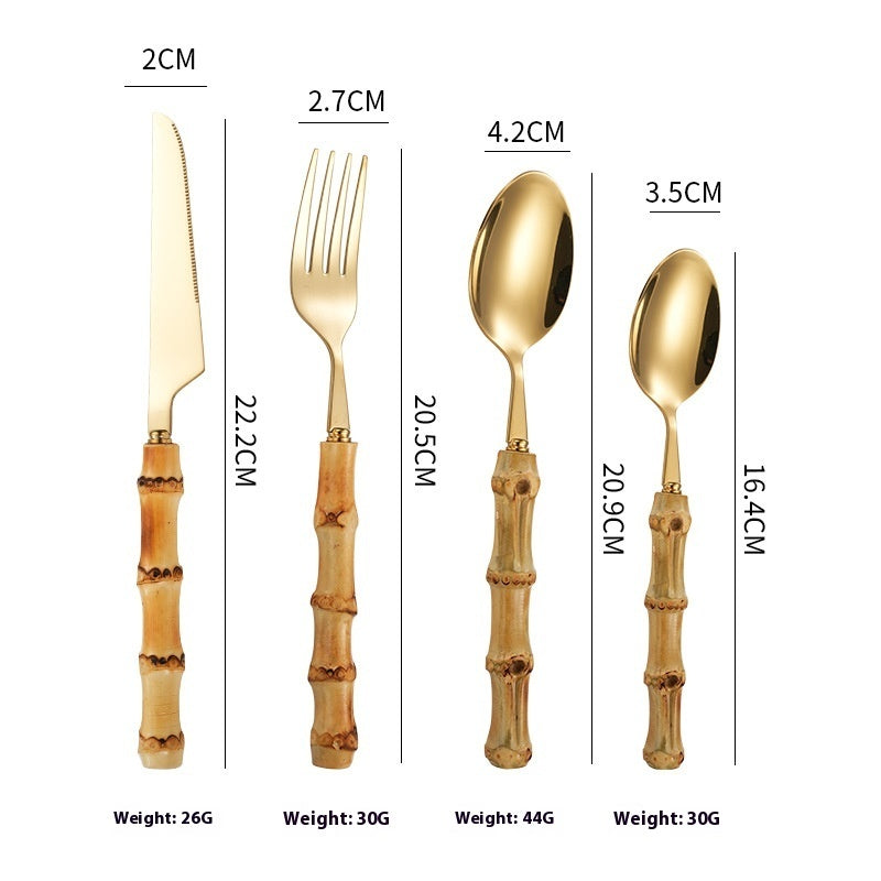 Creative Bamboo Tableware 304 Stainless Steel Steak Cutlery