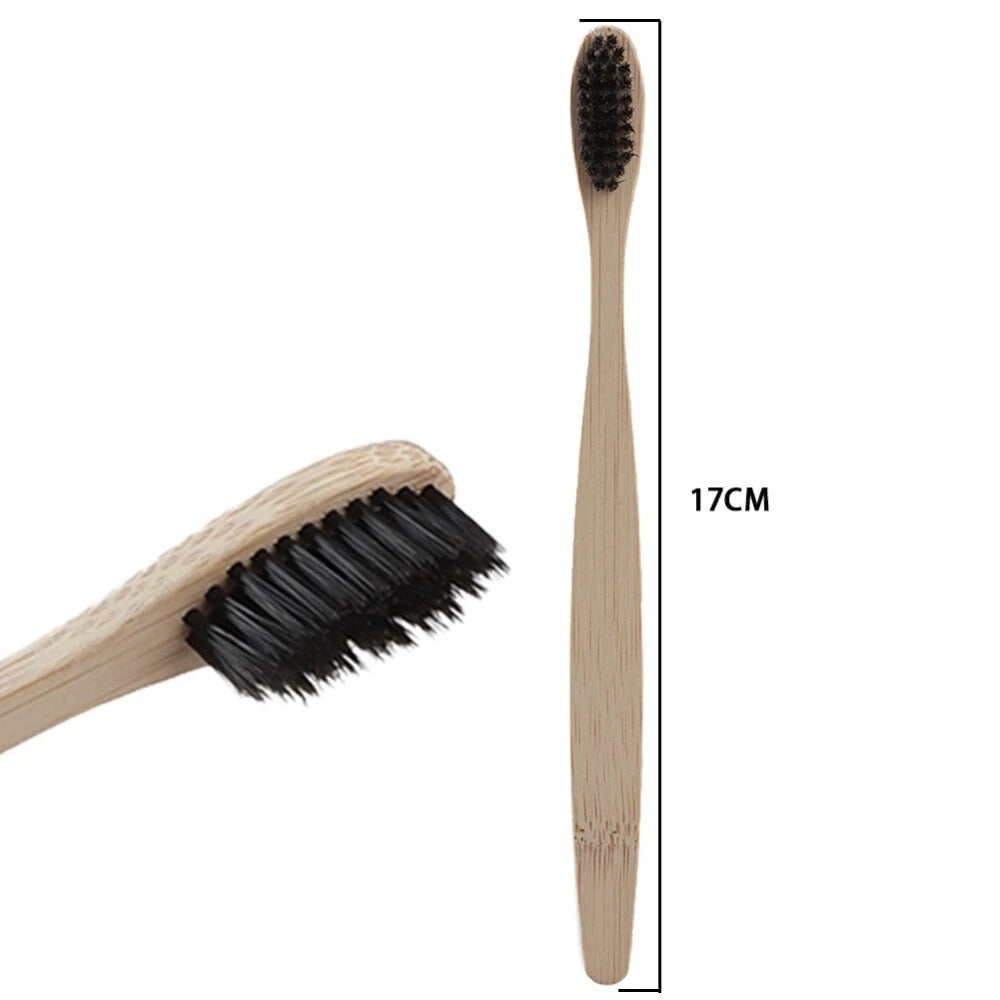 Doll Head Flat Bamboo Toothbrushes 10 Pack Disposable