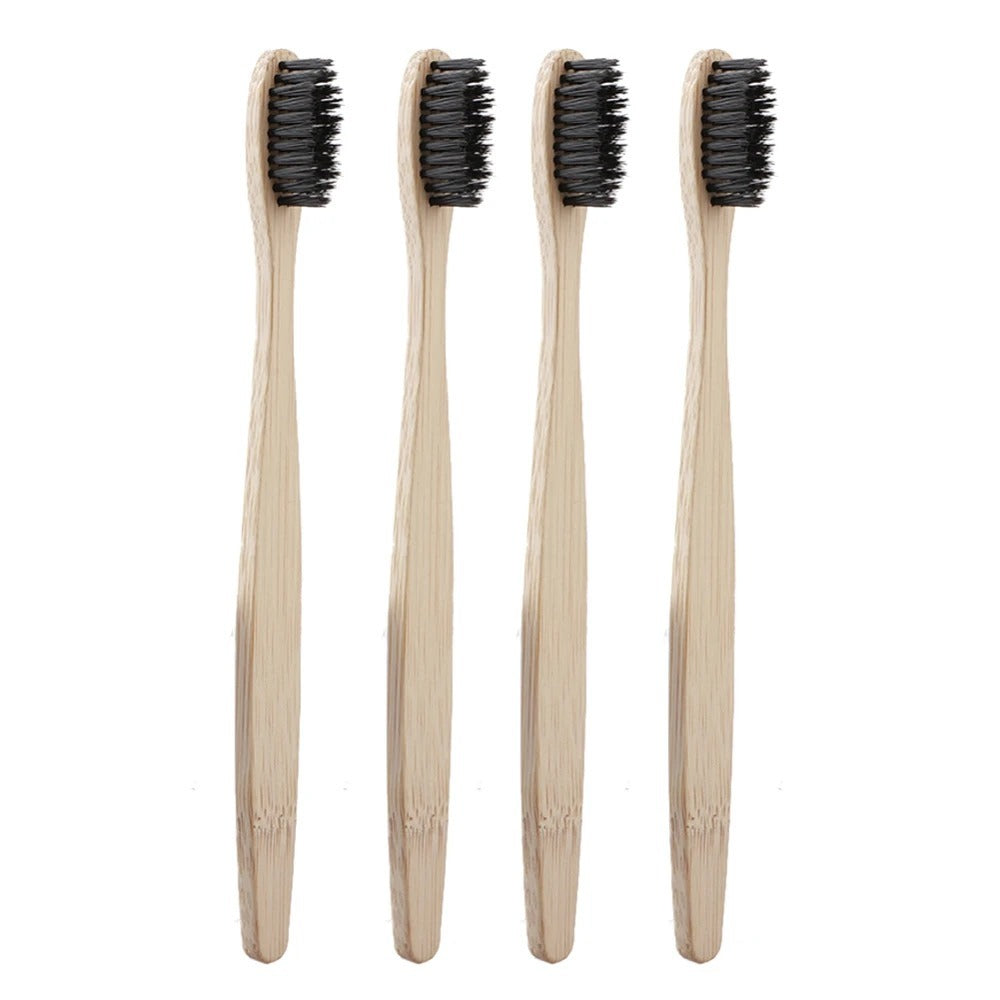Doll Head Flat Bamboo Toothbrushes 10 Pack Disposable