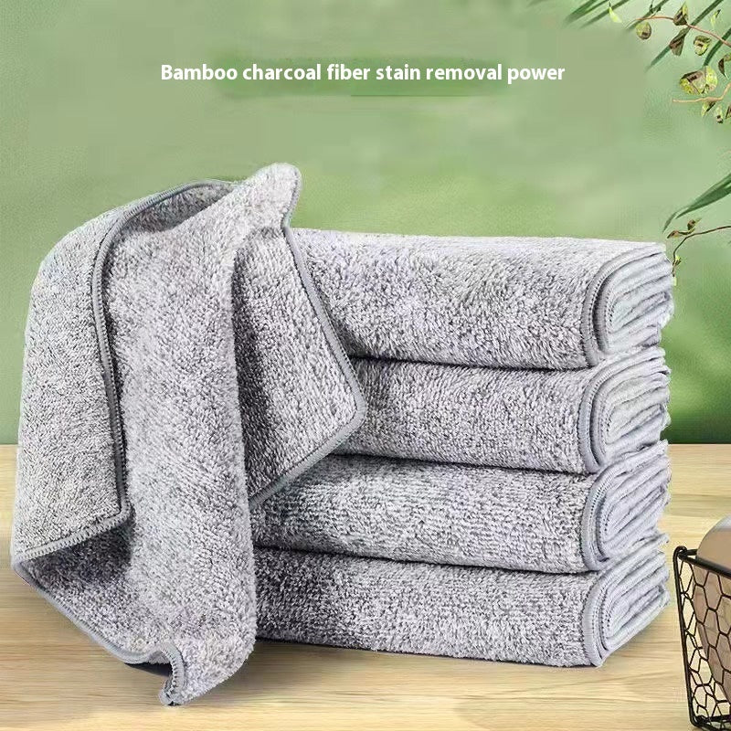 Coral Velvet Bamboo Charcoal Rag Absorbent Scrub Pad