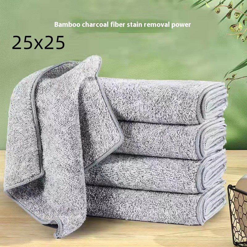 Coral Velvet Bamboo Charcoal Rag Absorbent Scrub Pad