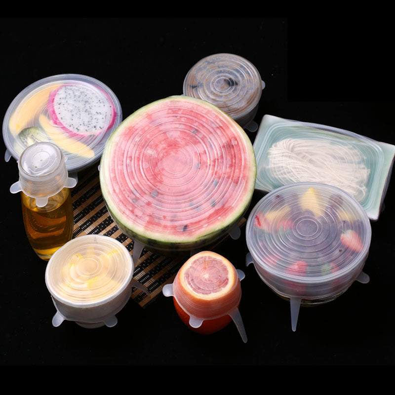 6Pcs Food Silicone Cover Fresh-keeping Dish Stretchy Lid Cap Reusable Wrap Organization Storage Tool Kitchen Accessories 6PCS Silicone Stretch Lids lids for bowls and containers