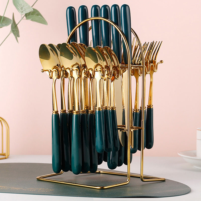 Premium Stainless Steel Cutlery Gift Set With Bamboo Wood