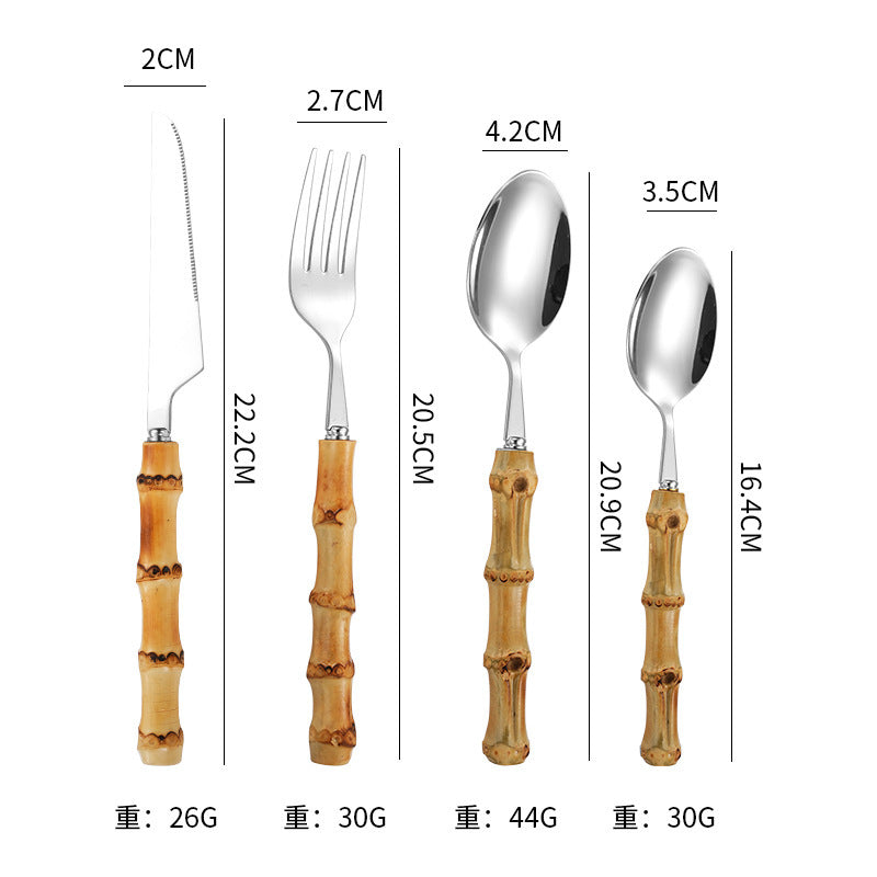Creative Bamboo Tableware 304 Stainless Steel Steak Cutlery