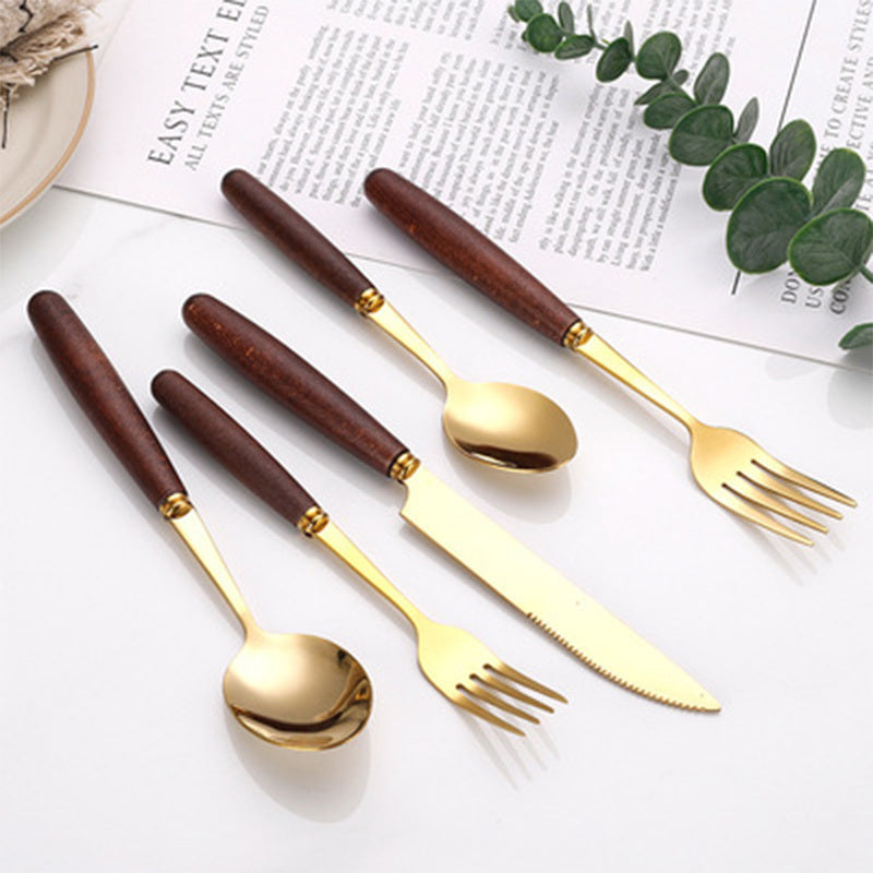 Premium Stainless Steel Cutlery Gift Set With Bamboo Wood