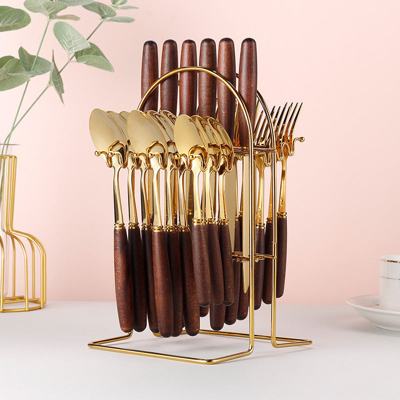 Premium Stainless Steel Cutlery Gift Set With Bamboo Wood