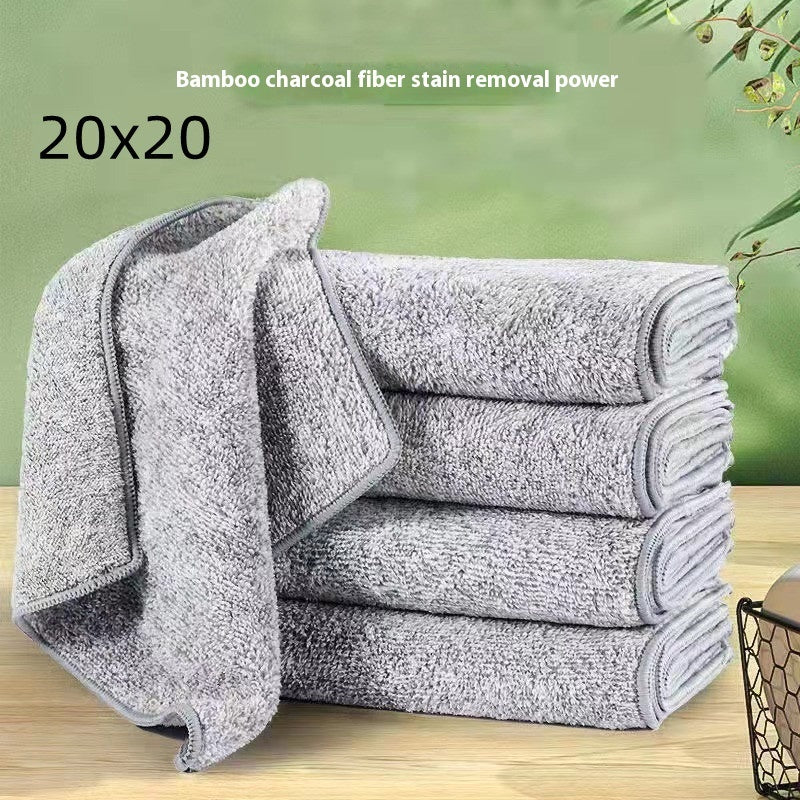 Coral Velvet Bamboo Charcoal Rag Absorbent Scrub Pad