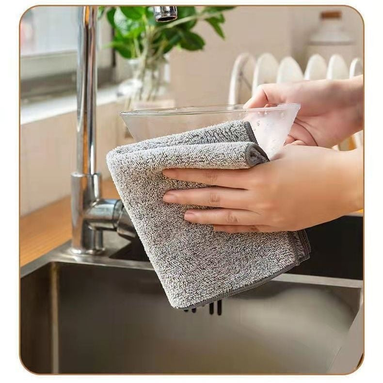 Coral Velvet Bamboo Charcoal Rag Absorbent Scrub Pad