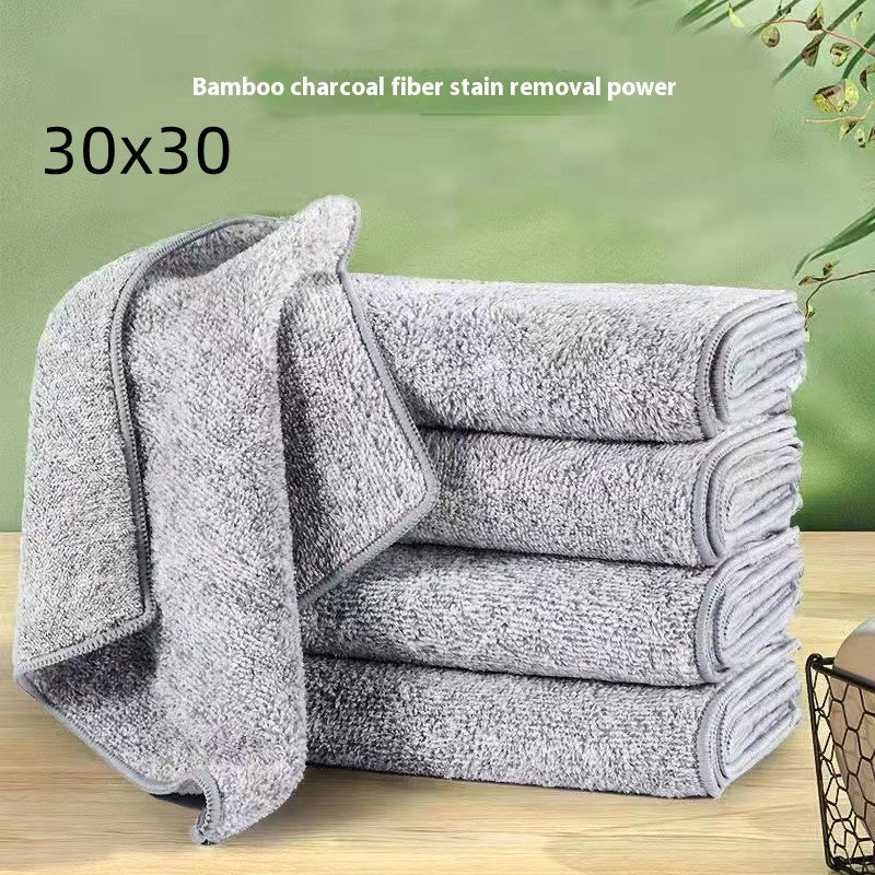 Coral Velvet Bamboo Charcoal Rag Absorbent Scrub Pad